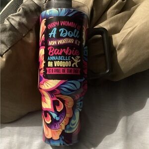 Source Unknown Multicolor Floral Travel Mug - Black Handle